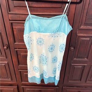 Victoria's Secret Turquoise Lace Detail Mini Slip, Size Large